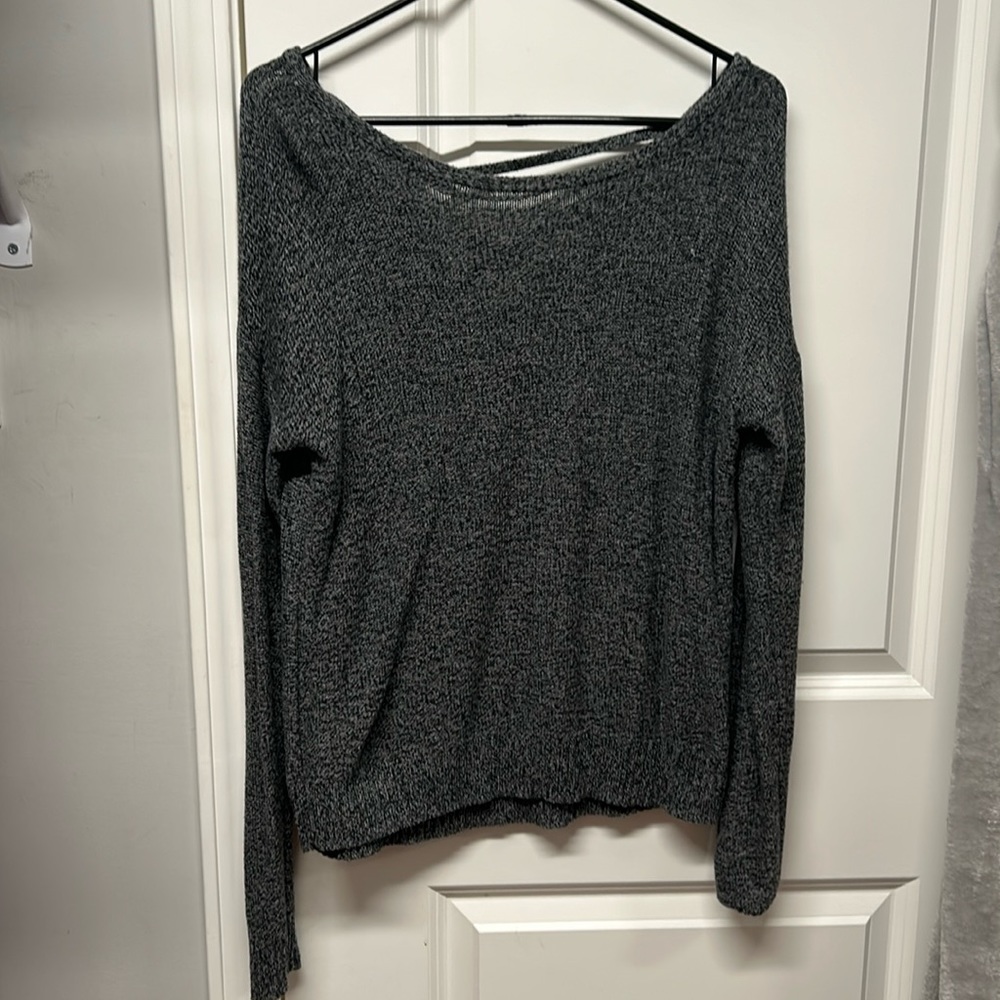 Black and gray cross black sweater long sleeve